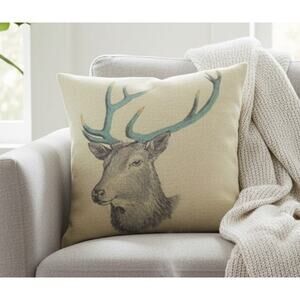 Deer Head Profile Accent Throw Pillow With 14 x 14 Inches Tan Brown